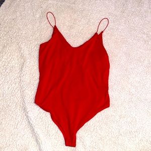 Red super soft body suit w/ cami straps size: M
